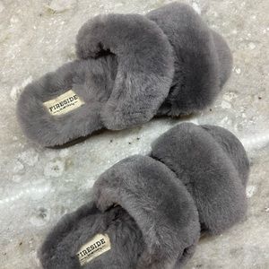 Fireside By Dearfoams Women's Benalla Shearling Double Band Slide size 8